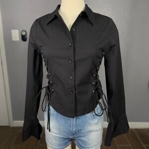 Dollskill Delias Rare Moment Collared Top, Black, S